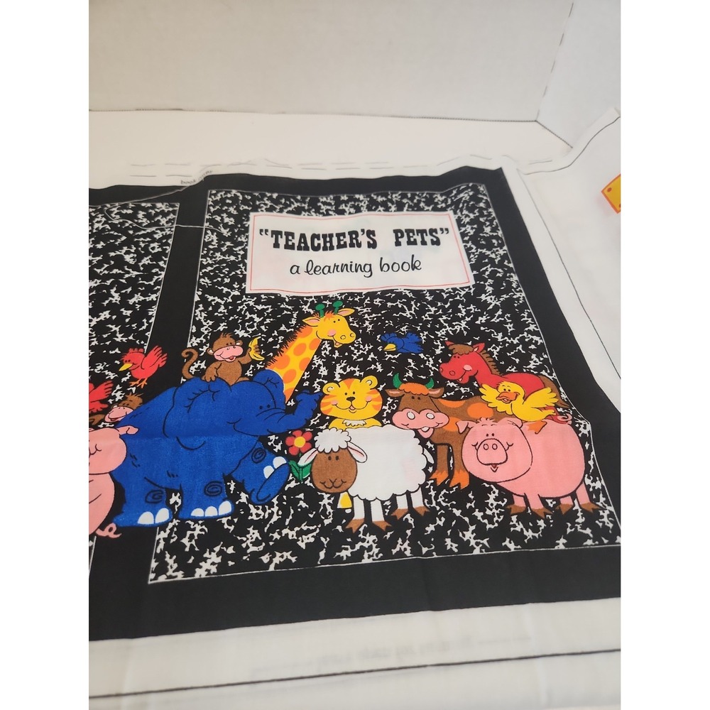 Vtg 1980s Cranston VIP Fabric Panel Teacher's Pets Learning Book Uncut Unwashed